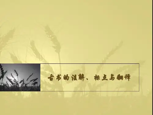 古书的注释、标点与翻译
