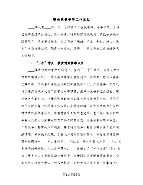 精准扶贫半年工作总结(九篇)