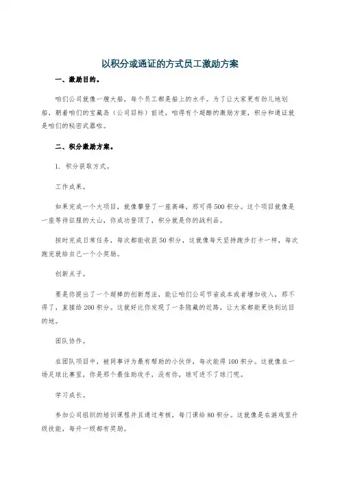 以积分或通证的方式员工激励方案