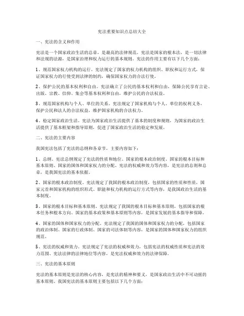 宪法重要知识点总结大全