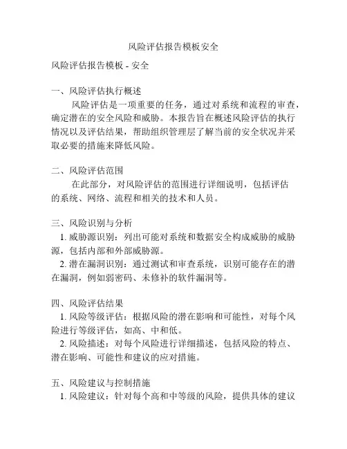 风险评估报告模板安全