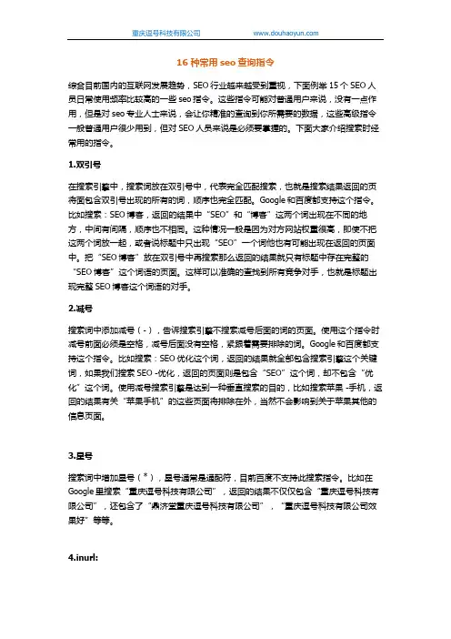 16种常用seo查询指令