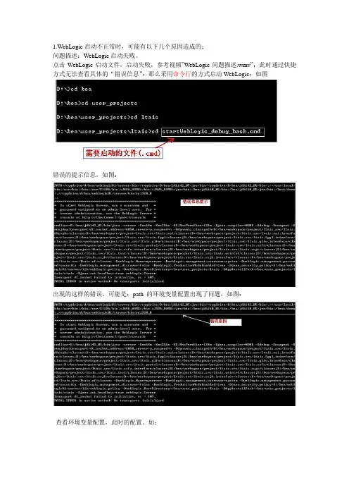 Weblogic不能正常启动的原因