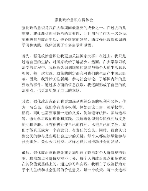 强化政治意识心得体会