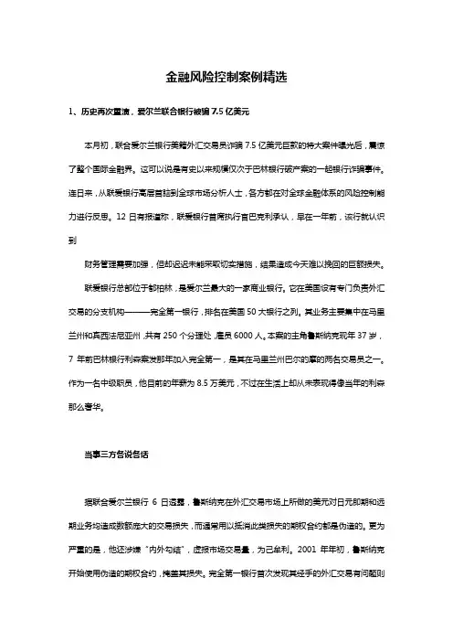 金融风险控制案例精选