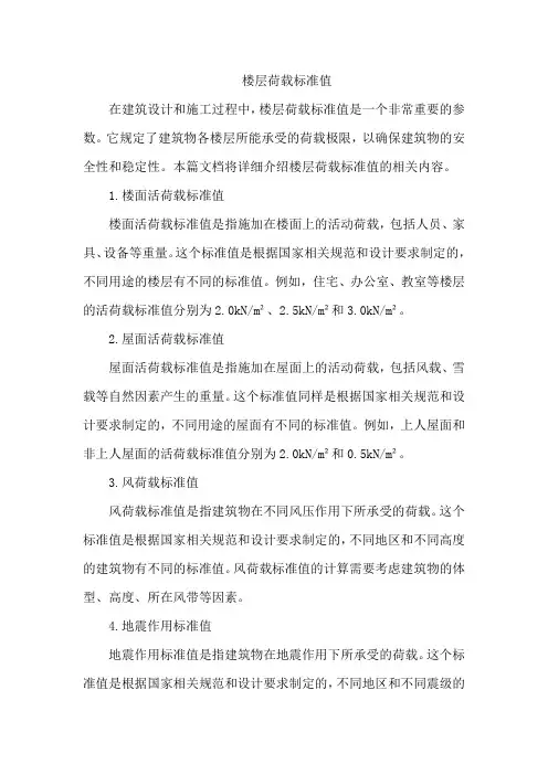 楼层荷载标准值