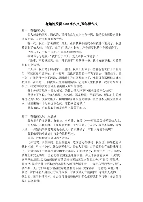 有趣的发现400字作文_五年级作文