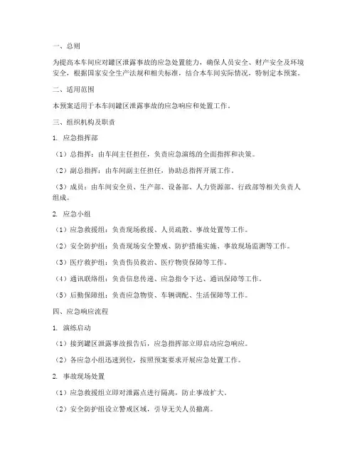 罐区泄露车间应急演练预案
