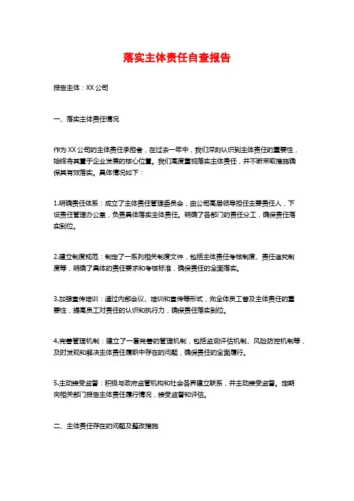 落实主体责任自查报告 (2)