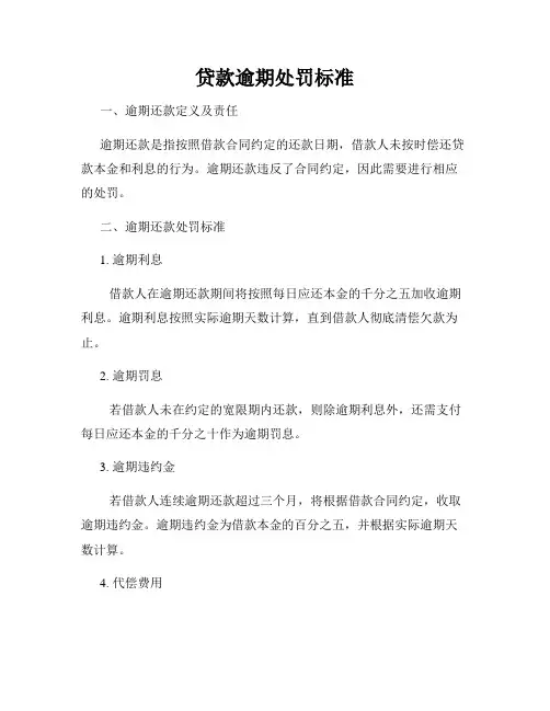 贷款逾期处罚标准