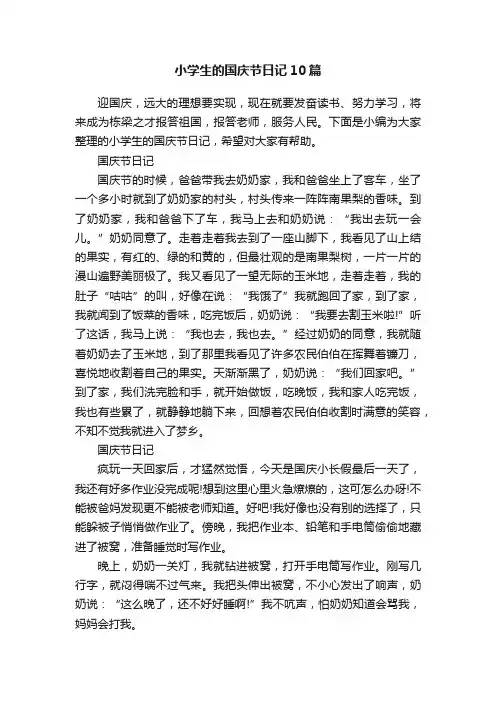 小学生的国庆节日记10篇