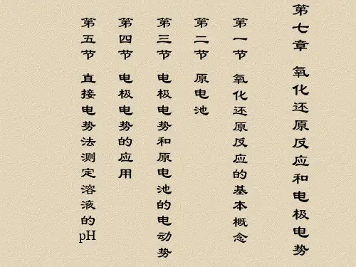 第三节电极电势和原电池的电动势第四节电极电势的应用
