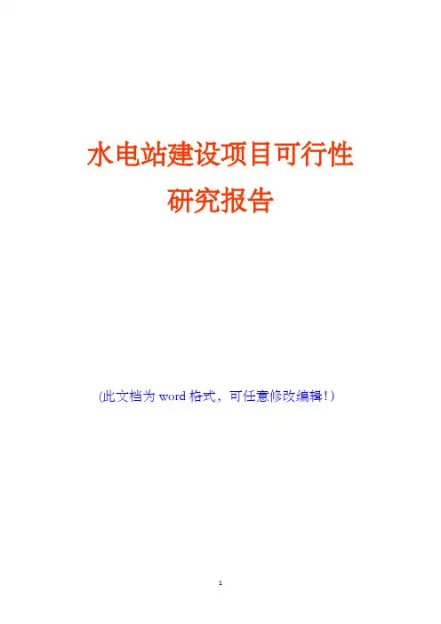 水电站建设项目可行性研究报告(完美版)