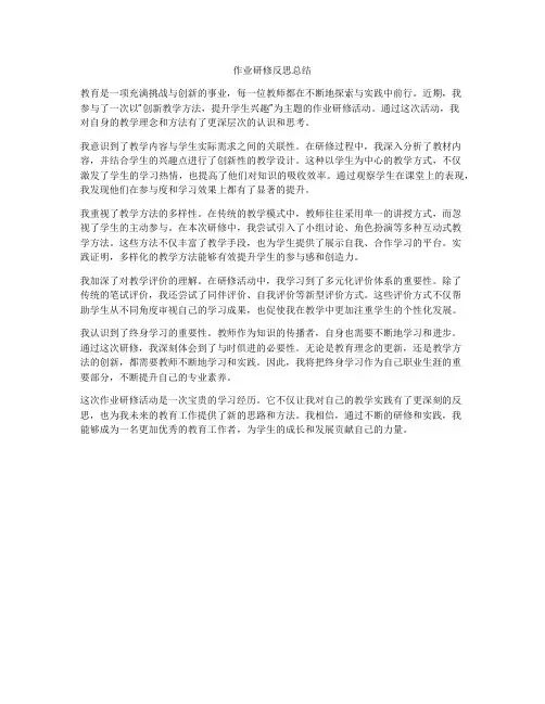 作业研修反思总结
