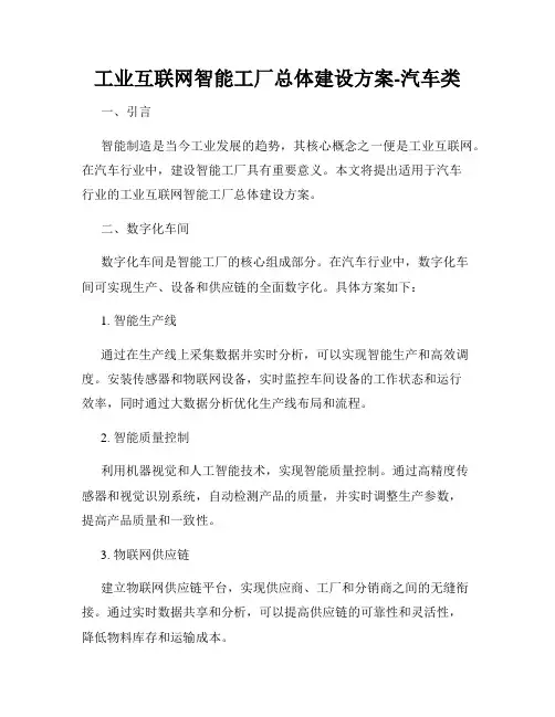 工业互联网智能工厂总体建设方案-汽车类