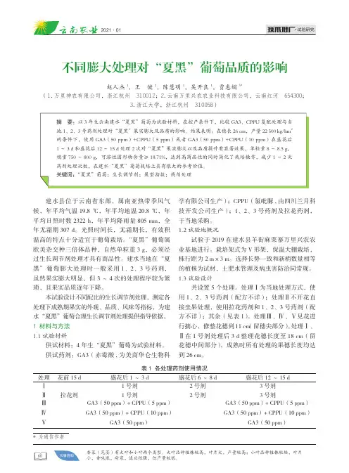 不同膨大处理对“夏黑”葡萄品质的影响
