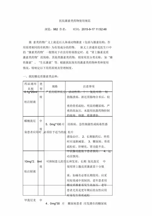 激素类药物使用规范(完整)