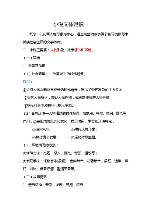 小说文体知识