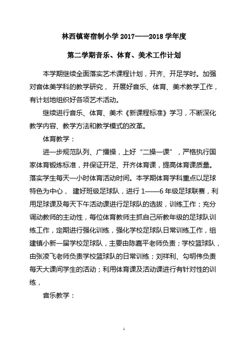 2017-2018第二学期学校体卫艺工作计划
