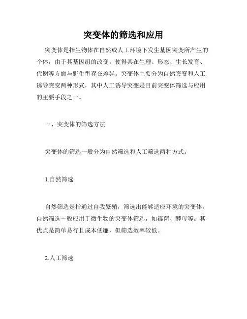 突变体的筛选和应用