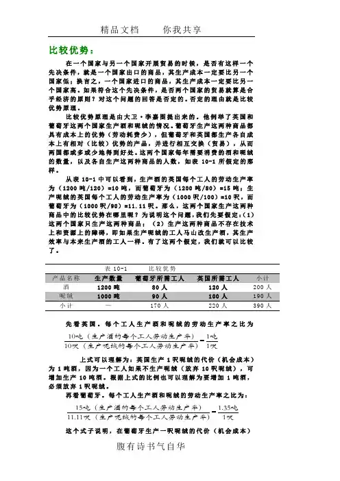 国际贸易之比较优势