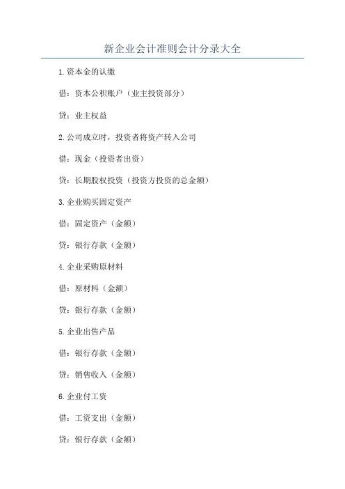 新企业会计准则会计分录大全