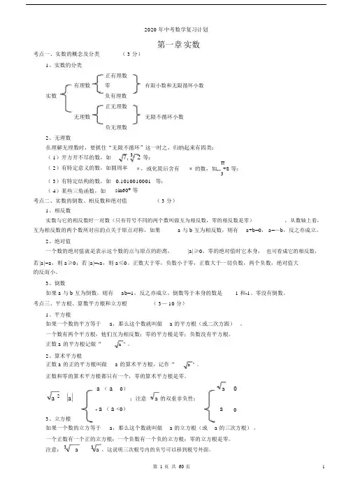 2020中考数学知识点总结.docx
