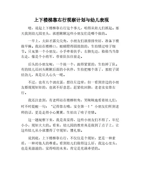 上下楼梯靠右行观察计划及幼儿表现