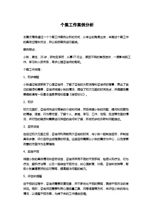 个案工作案例分析
