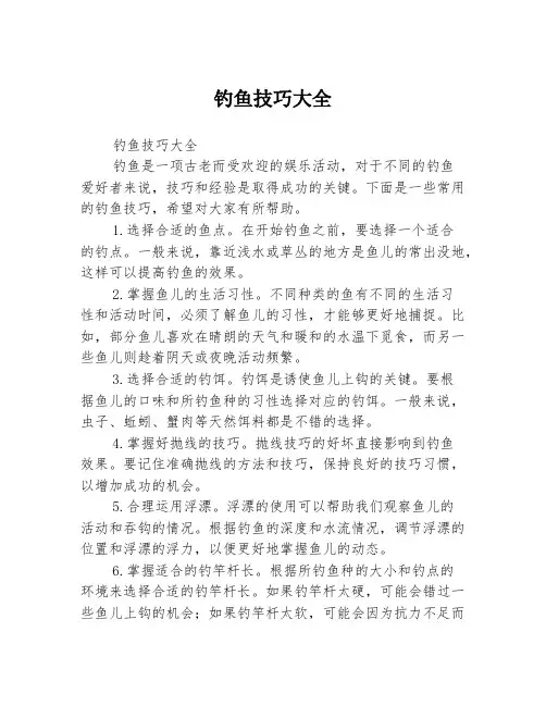 钓鱼技巧大全