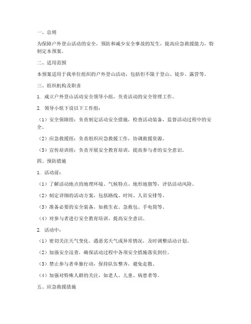 户外登山活动应急预案