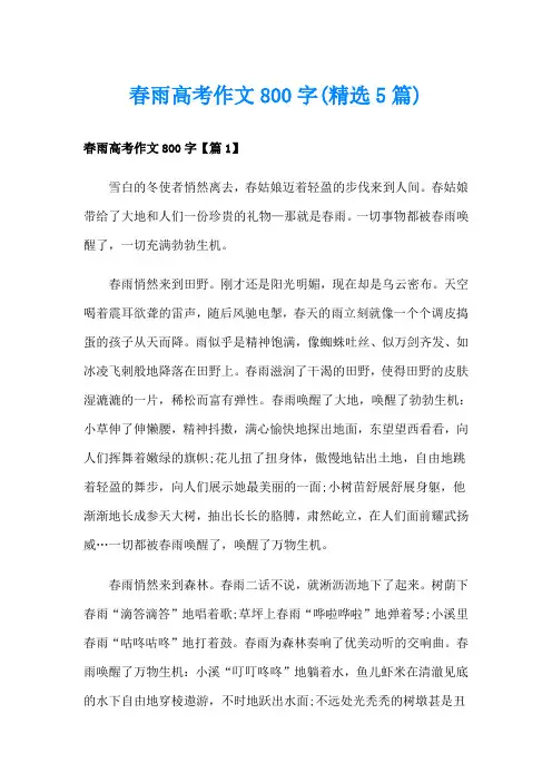 春雨高考作文800字(精选5篇)
