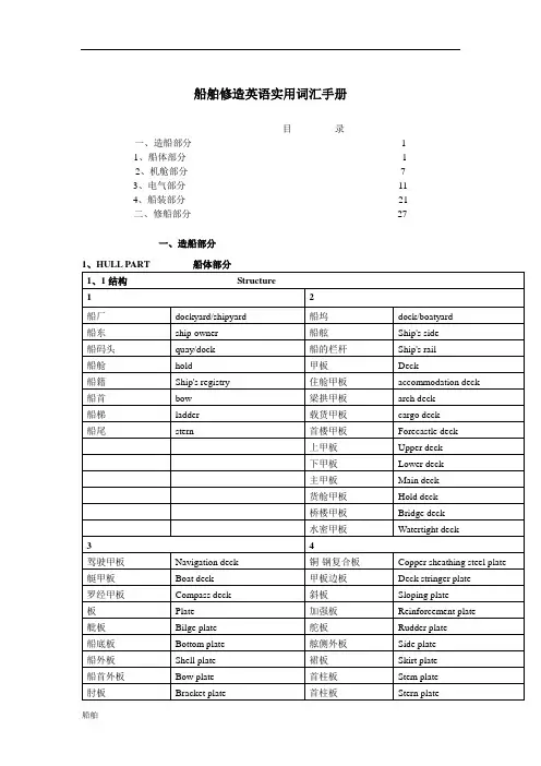 船舶修造英语实用词汇知识手册