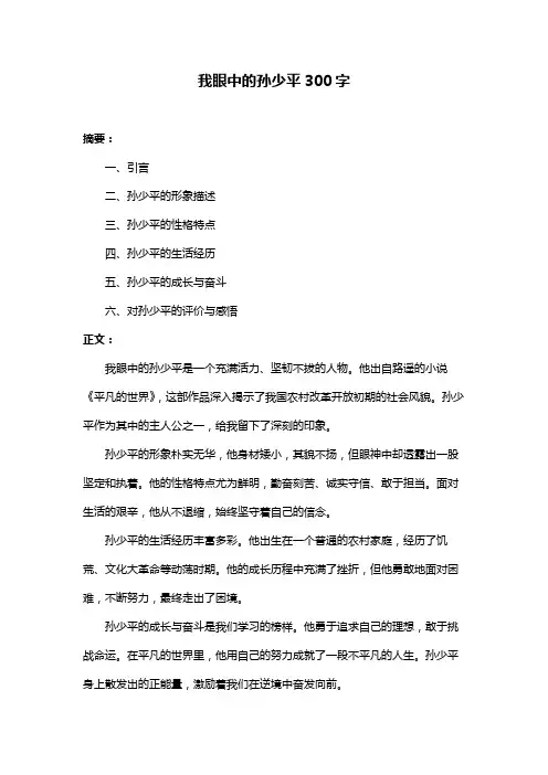 我眼中的孙少平300字