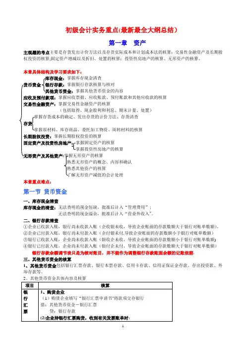 《初级会计实务》重点归纳(最新最全)