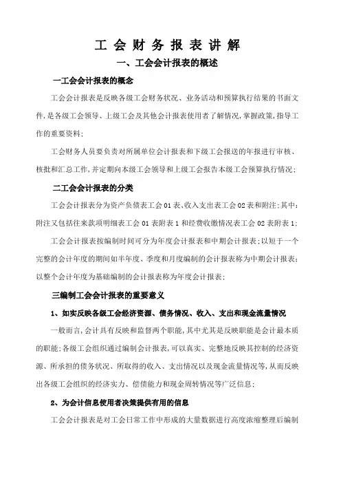 工会财务报表讲解