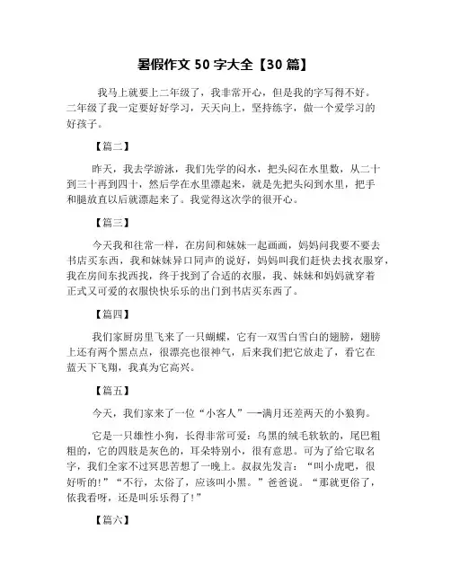 暑假作文50字大全【30篇】