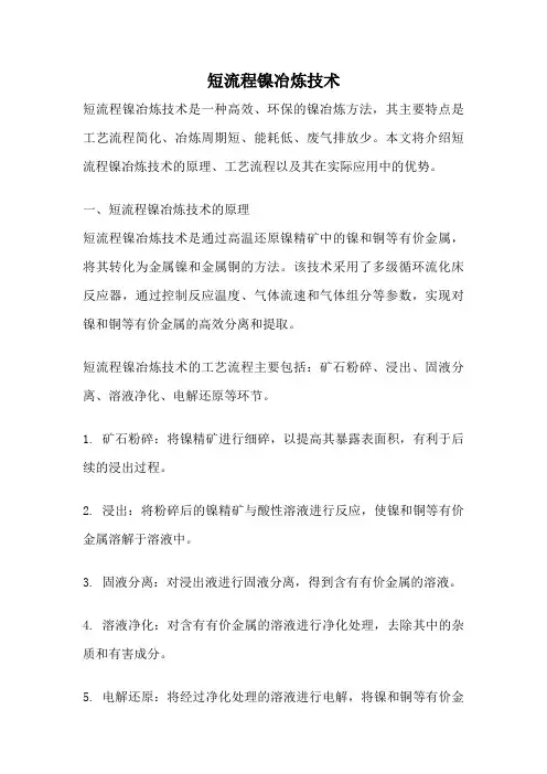 短流程镍冶炼技术
