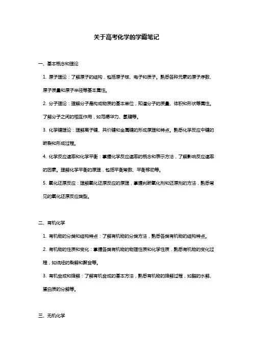 高考学霸笔记化学pdf