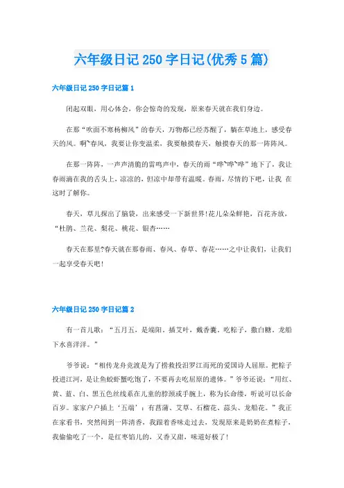 六年级日记250字日记(优秀5篇)
