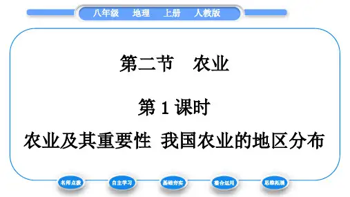 人教版八年级地理上第四章中国的经济发展第二节农业第1课时农业及其重要性 我国农业的地区分布习题课件