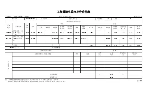 土方开挖单价分析(水利工程)
