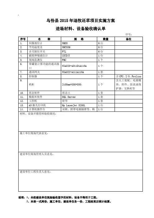 铁丝网材料进场验收报告