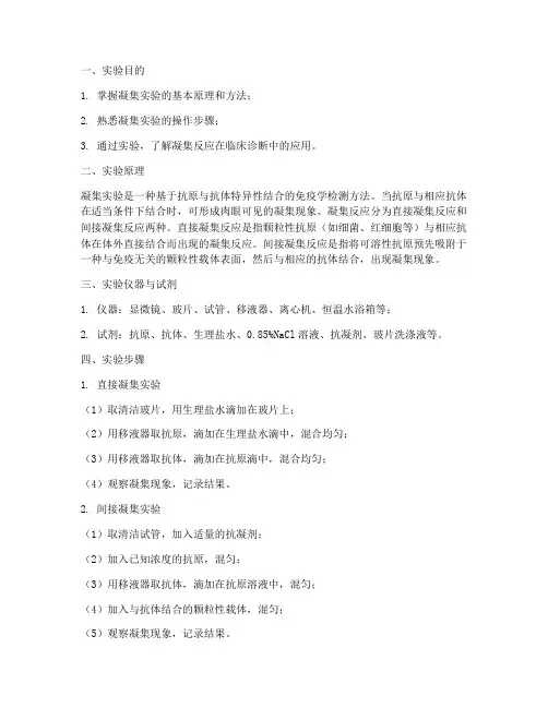 凝集实验的实验报告