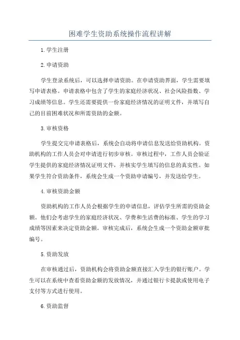 困难学生资助系统操作流程讲解