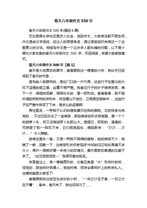 春天六年级作文500字（精选6篇）