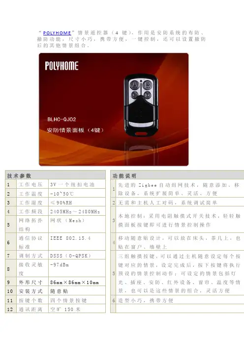 四键情景面板说明