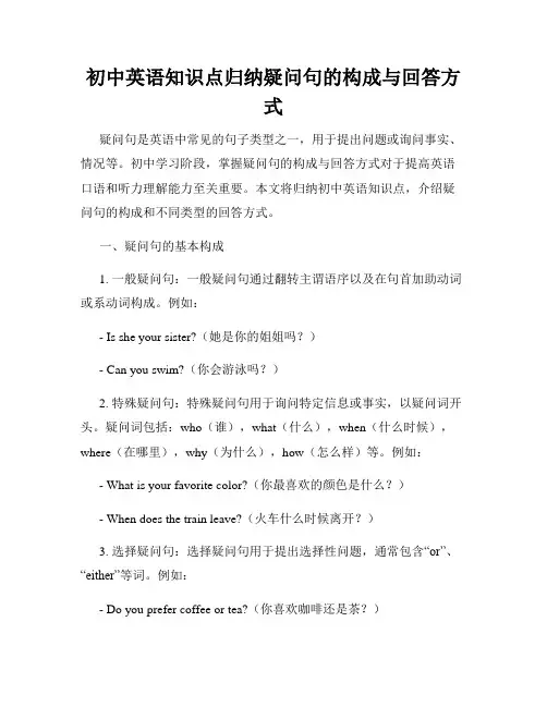 初中英语知识点归纳疑问句的构成与回答方式