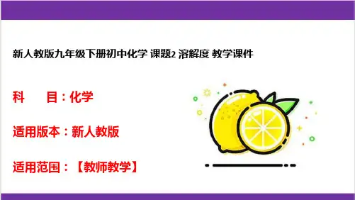 新人教版九年级下册初中化学 课题2 溶解度 教学课件