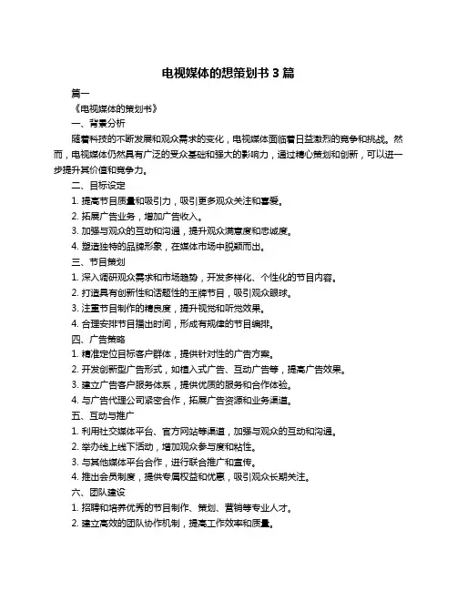 电视媒体的想策划书3篇